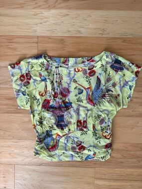 Maeve by Anthropologie Yellow Bird Print Blouse